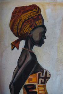 a painting of a woman wearing a turban at AVO Boutique Hotel in Dikoni