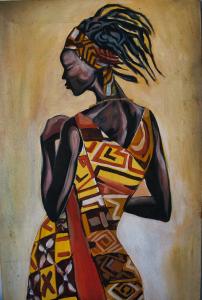 a painting of a woman in a dress at AVO Boutique Hotel in Dikoni