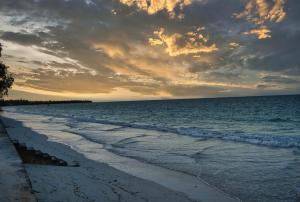 a beach with a cloudy sky and the ocean at AVO Boutique Hotel in Dikoni