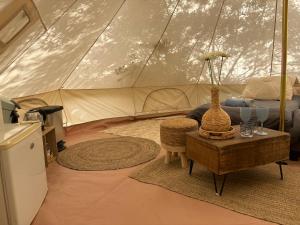 Χώρος καθιστικού στο Locations insolites "vie en plein air" cabane et tipi Bastide Bellugue maison d'hôtes reseau Bienvenue à la ferme à 3 mn de lourmarin