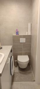 a bathroom with a toilet and a sink at Cozy Kaunas apartment in Kaunas