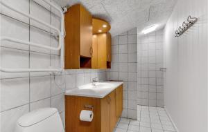 セビーにあるAwesome Home In Sæby With Wifiのトイレと洗面台のある小さなバスルーム +21枚の写真
