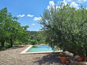 a swimming pool in the middle of a yard with trees at La Campagne Saint Jean in Baudinard