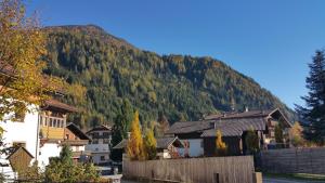 een dorp met een berg op de achtergrond bij Hotel Tiroler Adler in Lutago