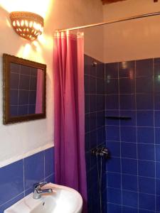 een badkamer met wastafel en douche bij Ferma Jebala Ecolodge in Kitane