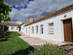 a row of white buildings with a yard at Malpesa Rural in Poveda de la Obispalía