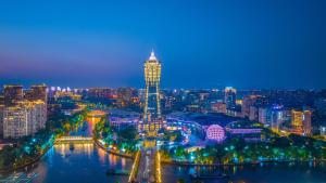 杭州景观或在酒店看到的城市景观