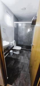 a bathroom with a toilet and a sink at Departamento Frente al Mar entre Veracruz y Boca del Rio in Veracruz +3 photos