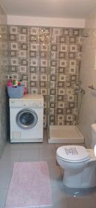 a bathroom with a washing machine and a toilet at Tsampikas House in Faliraki +13 photos