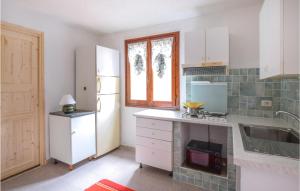 Una cocina con un refrigerador blanco y un fregadero. en 1 Bedroom Cozy Home In Costa Paradiso, en Costa Paradiso