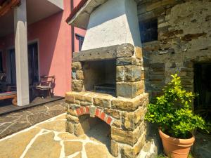 an outdoor brick oven with a plant in a patio at Apartments Spirit of Istria in Truške