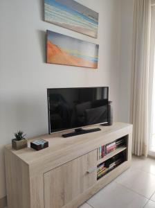 Una televisión o centro de entretenimiento en Estupenda ubicación, vistas y parking disponible!