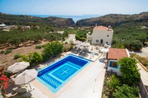 an aerial view of a villa with a swimming pool at Infinity Wellness Boutique Hotel in Afráta