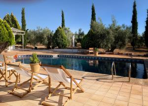 a group of chairs sitting next to a swimming pool at Syvyle in Cazorla
