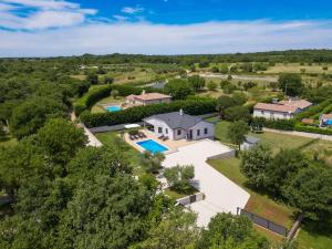 una vista aerea di una casa con piscina di Villa Bepo by IstriaLux a Marčana