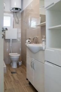 a bathroom with a sink and a toilet at Villa Macanovi dvori with private pool in Knežević