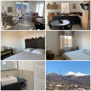 Postel nebo postele na pokoji v ubytování T4 VUE IMPRENABLE montagnes et ville