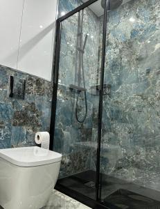 a bathroom with a toilet and a glass shower at Galaxy Luxury in Torrevieja +9 photos