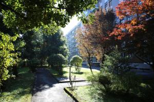 a park in a city with trees and a building at Bilocale Indipendente in Milan