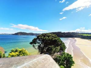 a view of a beach with a tree on it at EnVIVEIRO Destino Playa de Covas in Viveiro