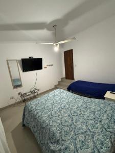 a bedroom with a bed and a flat screen tv at Antu Sol in Salta