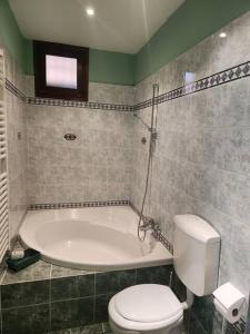 a bathroom with a tub and a toilet and a sink at La home del melograno in Turin