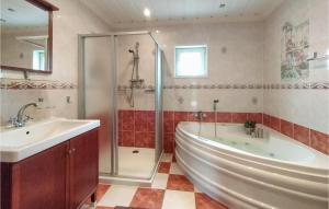 a bathroom with a tub and a sink and a shower at Lovely Home In Heinkenszand With Wifi in Heinkensand