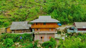 an overhead view of a house with a roof at Lysa House in Lao Cai