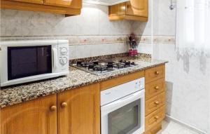 kuchnia z kuchenką mikrofalową i kuchenką w obiekcie Gorgeous Apartment In Oropesa Del Mar w mieście Oropesa del Mar