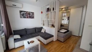 a living room with a couch and a table at Maya 's home - Vracar in Vračar (historical)