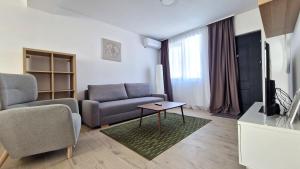 a living room with a couch and a table at X rent apartment in Prim Decembrie