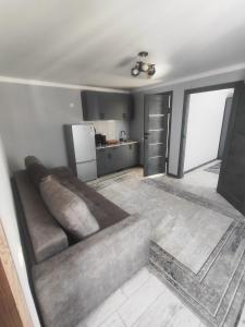 a living room with a couch and a kitchen at Diamond in Cholpon-Ata