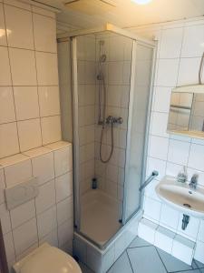 Koupelna v ubytování Hotel-Restaurant Olympia + 14 fotografií