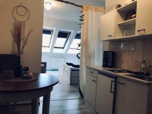 Kuchyň nebo kuchyňský kout v ubytování Kleine Ferienwohnung mit Hund