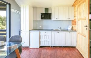 kuchnia z białymi szafkami i zlewem w obiekcie Nice Home In Mscice With Wifi w mieście Mścice +11 zdjęć