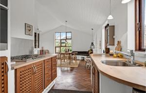 a kitchen with a sink and a counter top at Nice Home In Ebeltoft With Wifi in Ebeltoft +27 photos