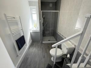 a small bathroom with a toilet and a sink at Winwood House in Goole +22 photos