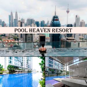 a collage of photos of a pool in a city at Pool Haven Reservations in Kuala Lumpur