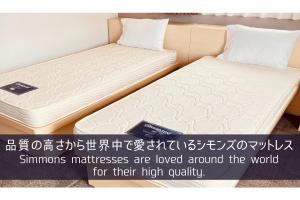 two beds sitting next to each other in a room at Henn na Hotel Maihama Tokyo Bay in Urayasu