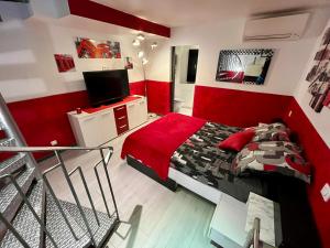 TV a/nebo společenská místnost v ubytování Duplex Juan les Pins proche plage