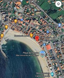 a map of a city and the ocean at Panxón Primera Linea Mar in Nigrán