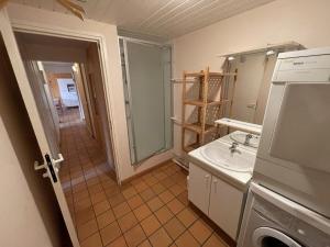 a bathroom with a sink and a mirror at Appartement 2 chambres proche pistes avec balcon et parking gratuit - FR-1-787-14 in Saint-Jacques-des-Blats