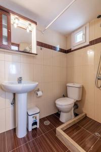 a bathroom with a sink and a toilet at Niko's Stone House 2 in Tsoútsouros