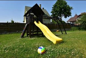 a playground with a slide and a ball in the grass at Затока 1 in Svityazʼ