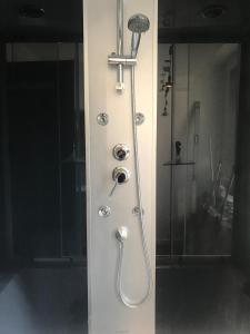 a shower with a shower head and a shower at Le gite 4 - Le Château du Hohlandsbourg in Sélestat