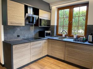 Köök või kööginurk majutusasutuses Domek FALEZA Achkaszuby