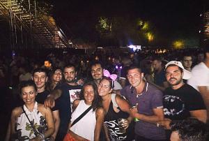 a group of people posing for a picture at a party at Apartman sa dvorištem sa privatnim parkingom i ulazom in Pasuljište