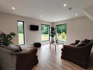 a living room with two couches and a tv at Moynure House Boutique B&B & Separate Two bedroom Chalet in Athlone