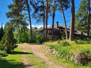 a dirt road in front of a house with trees at Vabaduse Guesthouse in Narva-Jõesuu