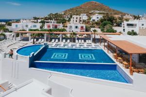 a view of the pool at the villa at Naxos Grand Hotel in Agios Prokopios